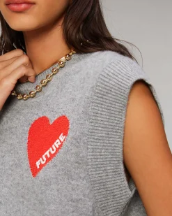 Online FROM FUTURE Pull Sans Manche Coeur Leger Noir