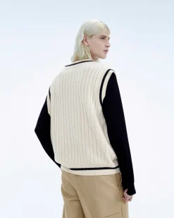 Clearance FROM FUTURE Pull Sans Manche Col Polo Future Ecru
