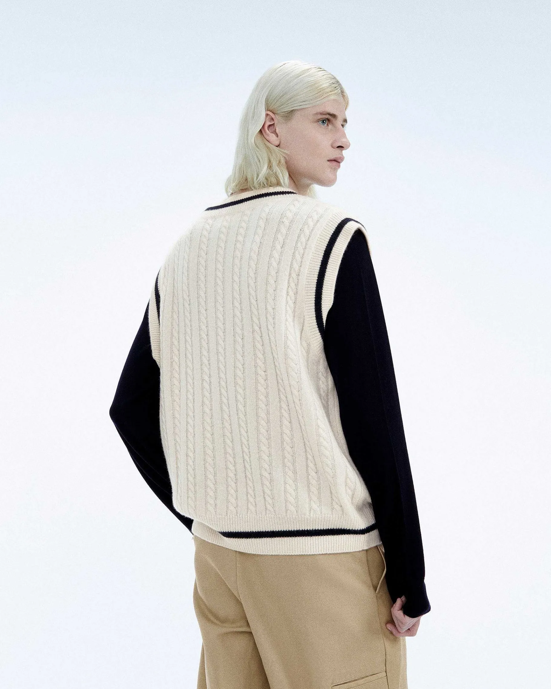 Clearance FROM FUTURE Pull Sans Manche Col Polo Future Ecru