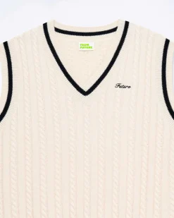 Clearance FROM FUTURE Pull Sans Manche Col Polo Future Ecru