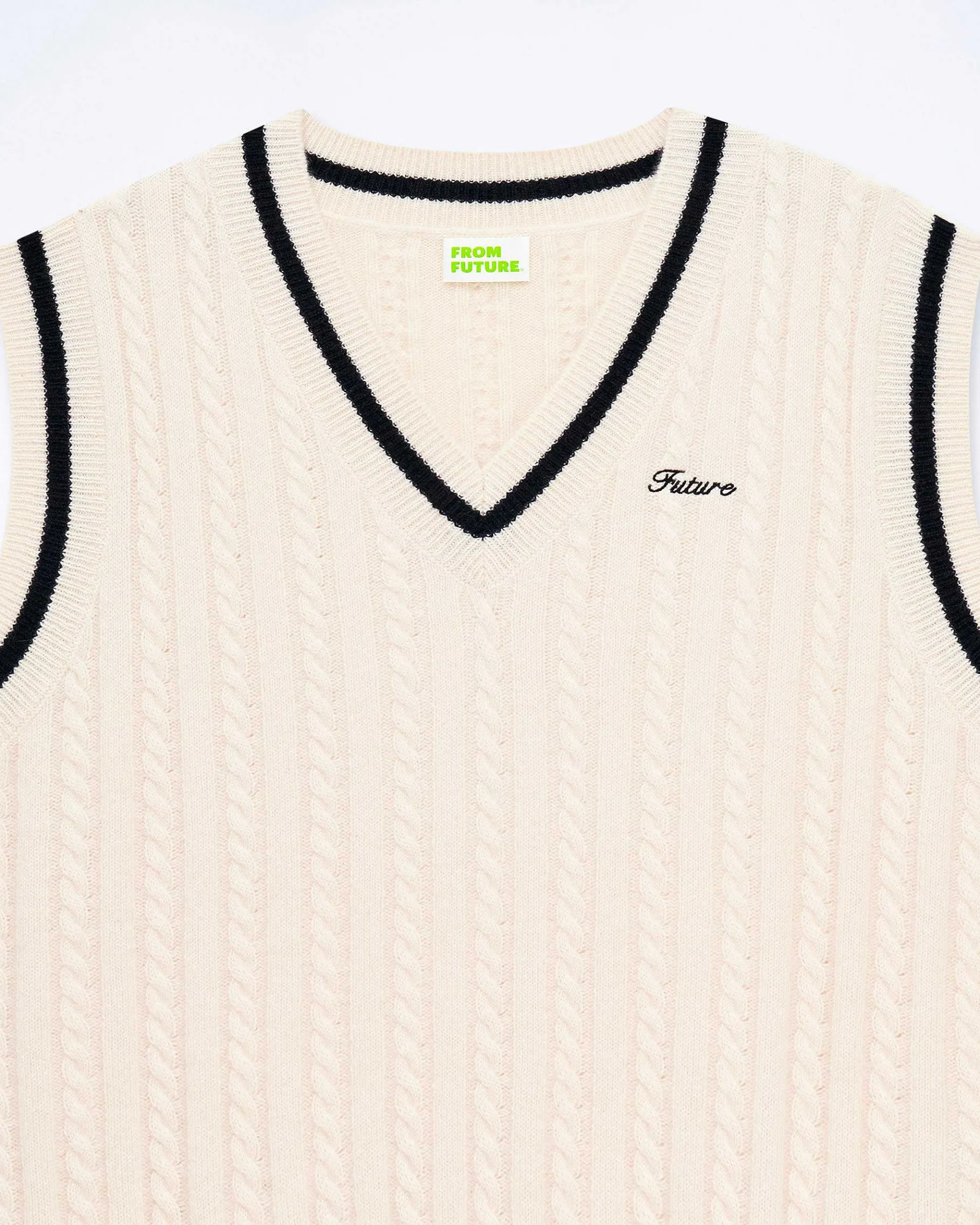 Best FROM FUTURE Pull Sans Manche Col Polo Future Ecru