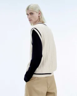 Best FROM FUTURE Pull Sans Manche Col Polo Future Ecru