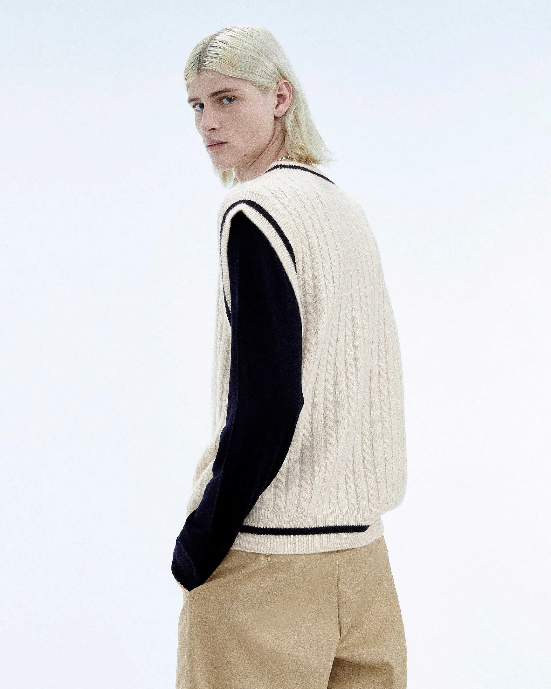 Best FROM FUTURE Pull Sans Manche Col Polo Future Ecru