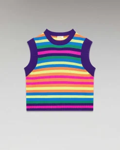 Sale FROM FUTURE Pull Sans Manche Multico Leger Multicolor