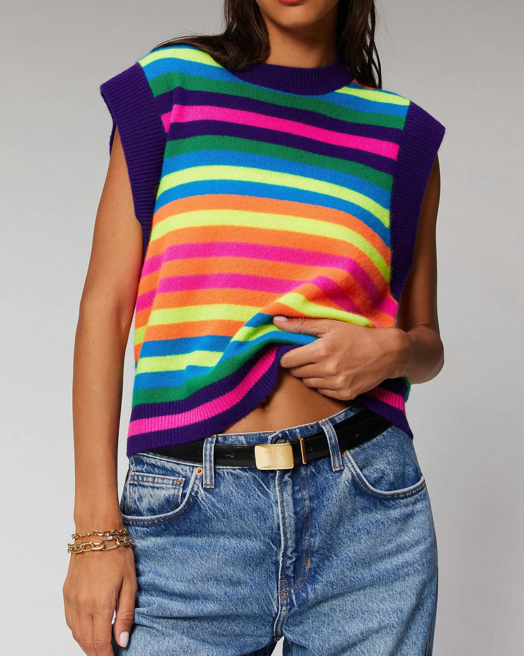 Outlet FROM FUTURE Pull Sans Manche Multico Leger Multicolor
