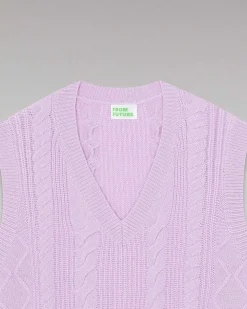 Sale FROM FUTURE Pull Sans Manche Torsades Sweet Lilac