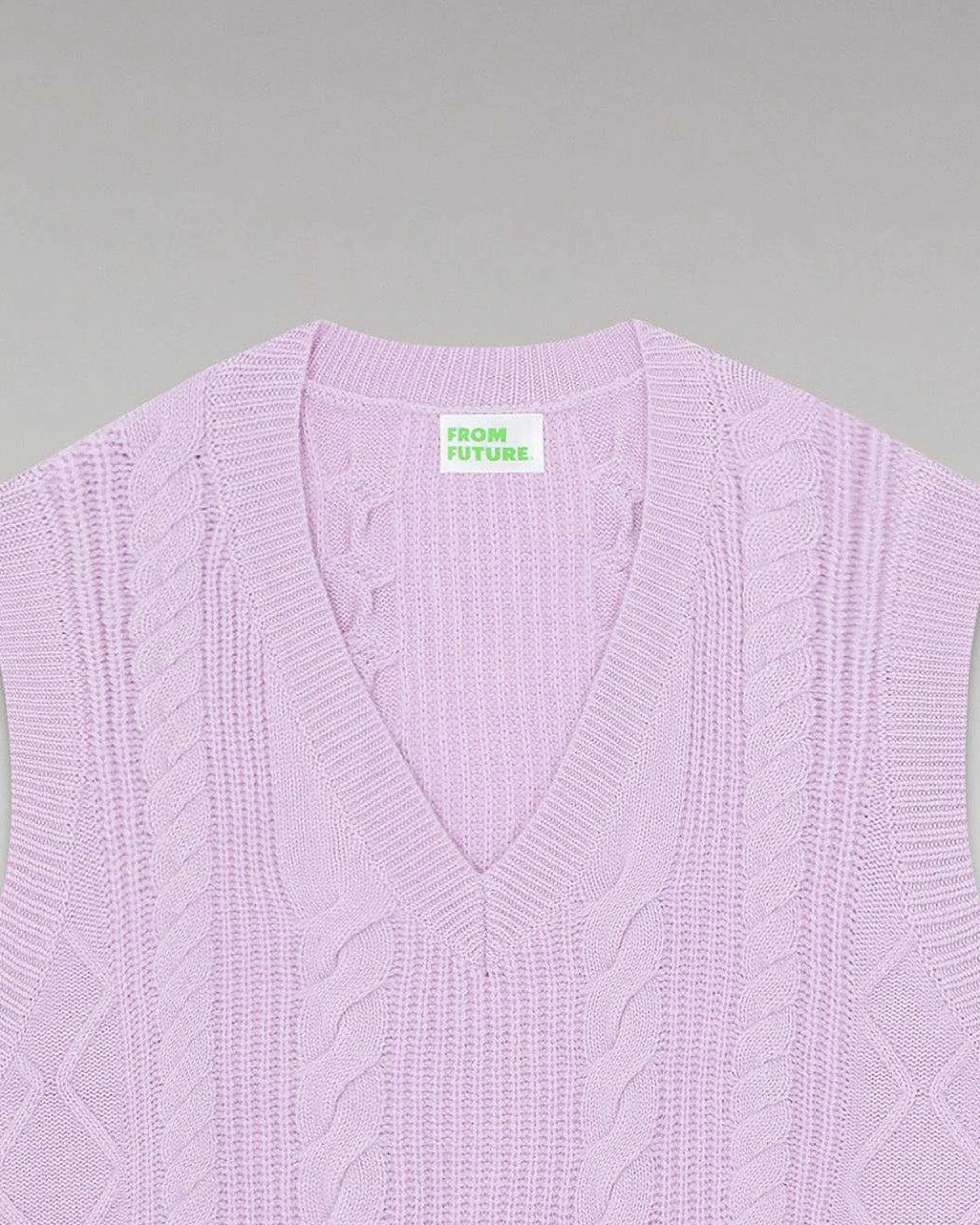 New FROM FUTURE Pull Sans Manche Torsades Sweet Lilac