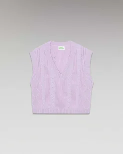 New FROM FUTURE Pull Sans Manche Torsades Sweet Lilac