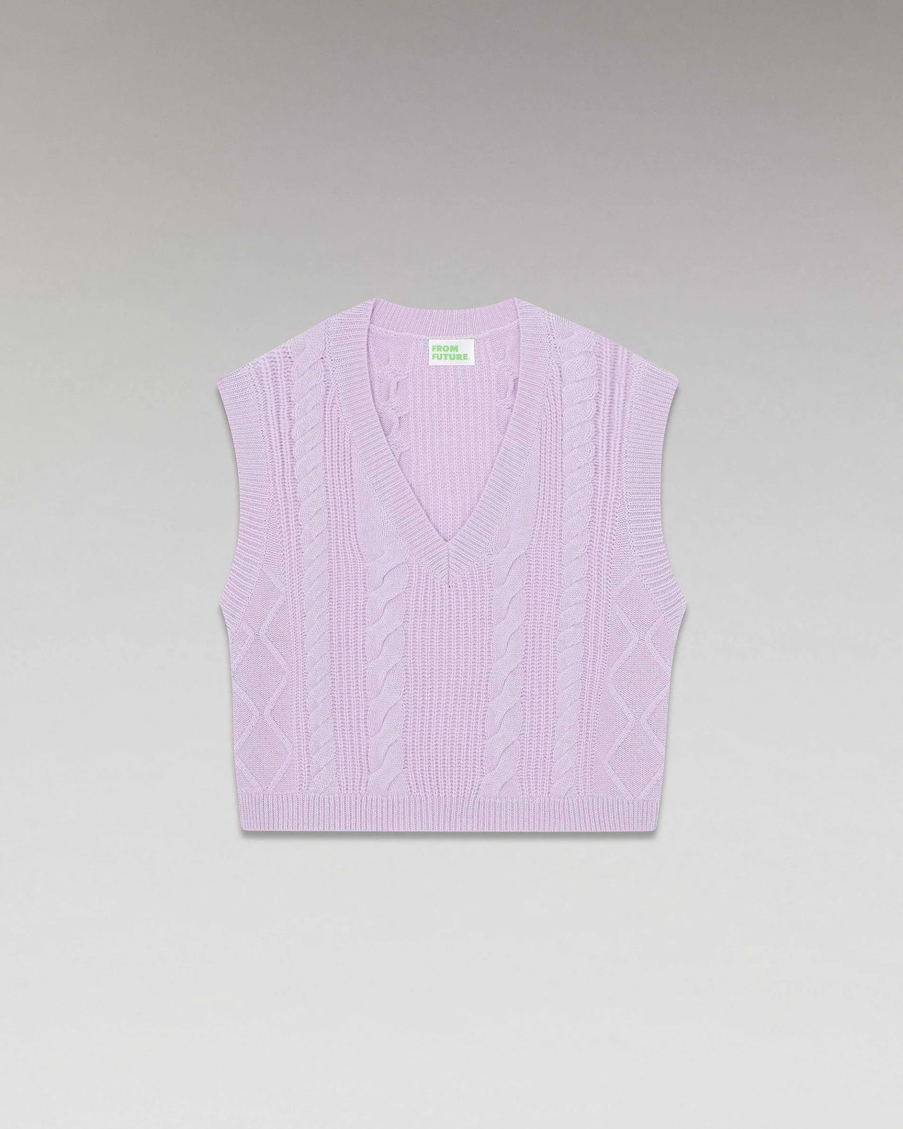New FROM FUTURE Pull Sans Manche Torsades Sweet Lilac