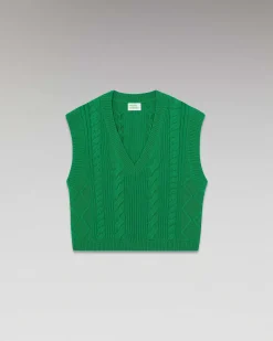Discount FROM FUTURE Pull Sans Manche Torsades Winter Green