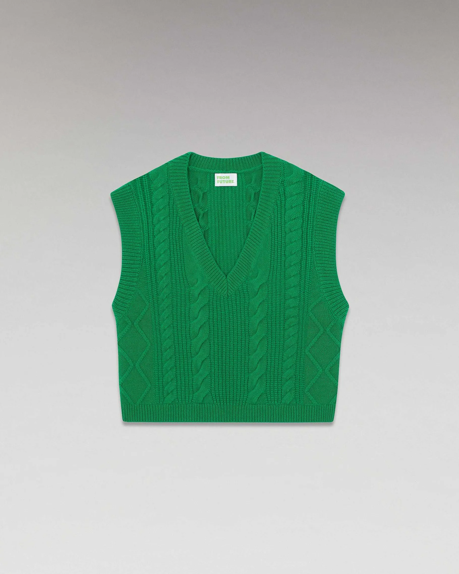Discount FROM FUTURE Pull Sans Manche Torsades Winter Green