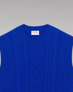 FROM FUTURE Pull Sans Manche Torsades Pop Blue