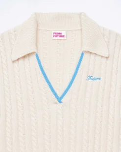 Clearance FROM FUTURE Pull Sans Manche Torsades Future Ecru