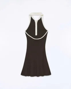 Online FROM FUTURE Robe Courte Bretelle Chocolat