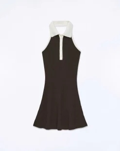 Online FROM FUTURE Robe Courte Bretelle Chocolat