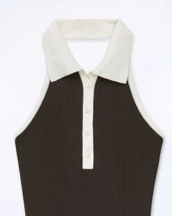 Online FROM FUTURE Robe Courte Bretelle Chocolat
