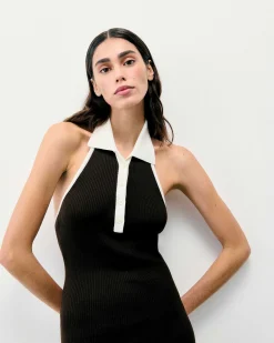 Online FROM FUTURE Robe Courte Bretelle Chocolat