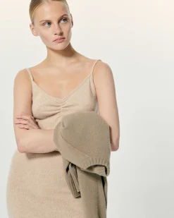 Online FROM FUTURE Robe Courte Bretelle Beige Chine