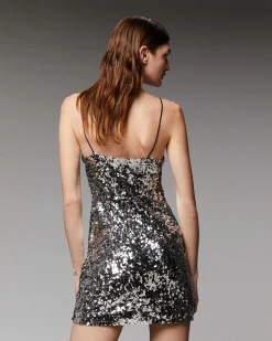 Discount FROM FUTURE Robe Courte Bretelle A Sequins Silver