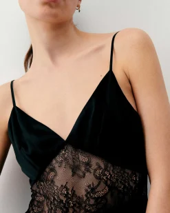 Hot FROM FUTURE Robe Courte Bretelle Ava Noir