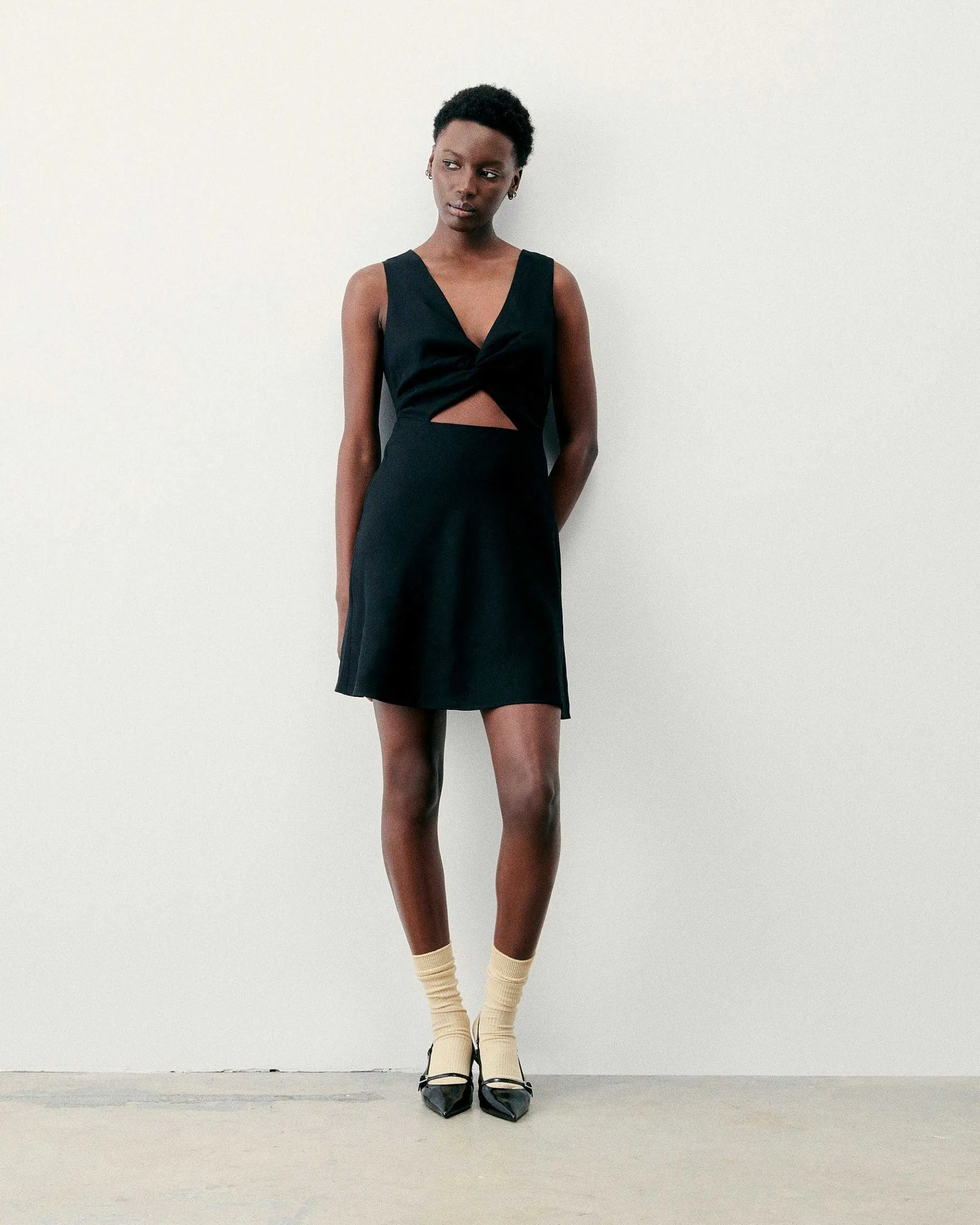 Outlet FROM FUTURE Robe Courte Bretelle Becky Noir