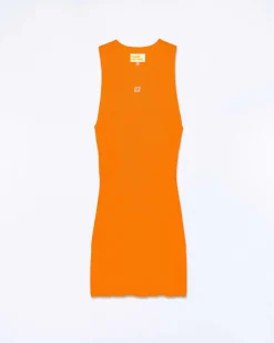 Online FROM FUTURE Robe Courte Bretelle Broderie Ff Beach Orange