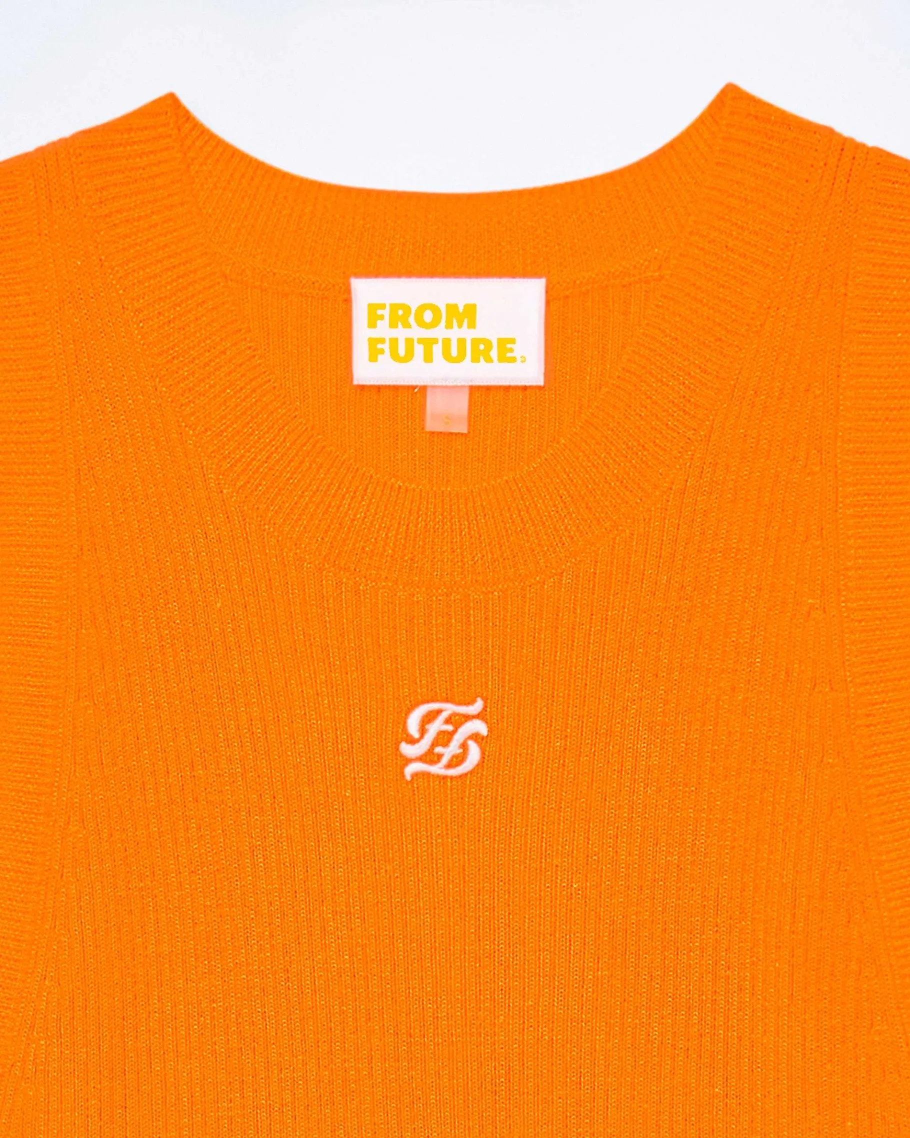 Online FROM FUTURE Robe Courte Bretelle Broderie Ff Beach Orange