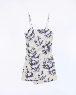 Sale FROM FUTURE Robe Courte Bretelle Rivka Toile De Jouy
