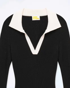 Sale FROM FUTURE Robe Courte Manche Longue Noir