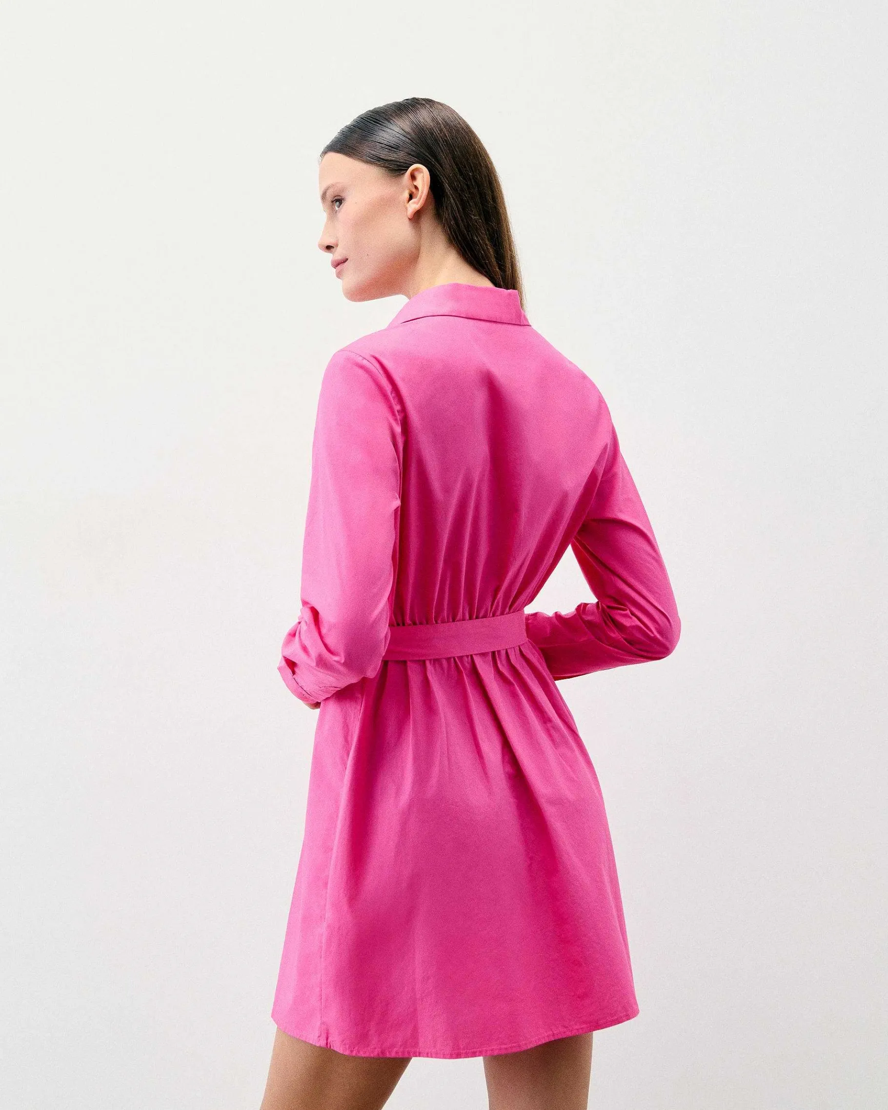 FROM FUTURE Robe Courte Manche Longue Alba Disco Pink