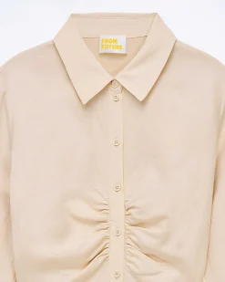 Outlet FROM FUTURE Robe Courte Manche Longue Magda Beige