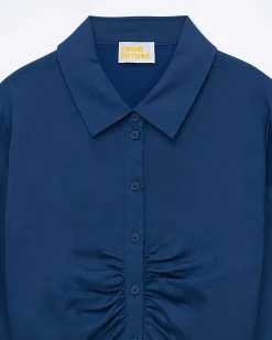 Outlet FROM FUTURE Robe Courte Manche Longue Magda Navy