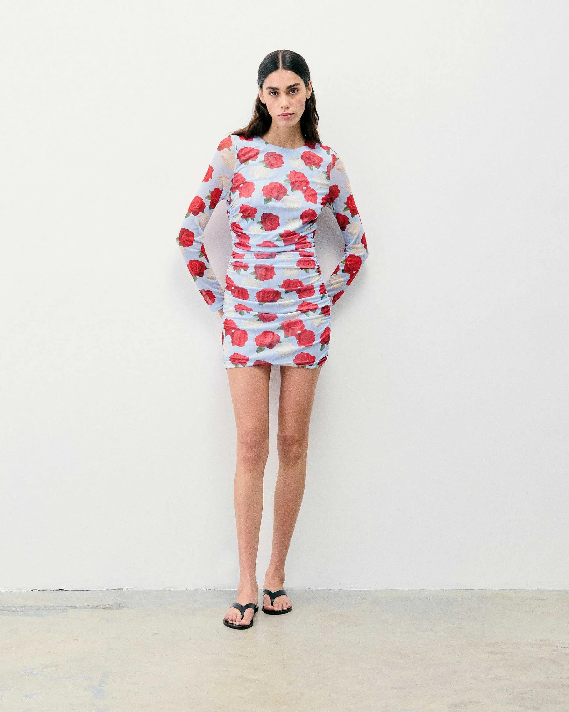 Online FROM FUTURE Robe Courte Manche Longue Mesh Coquillages Et Crustaces