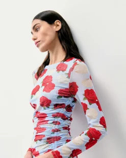 Online FROM FUTURE Robe Courte Manche Longue Mesh Coquillages Et Crustaces