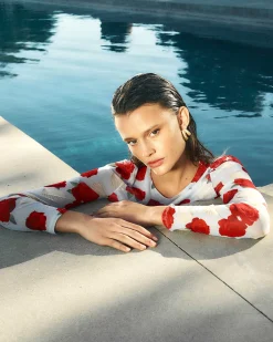Online FROM FUTURE Robe Courte Manche Longue Mesh Coquillages Et Crustaces