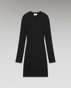 Sale FROM FUTURE Robe Courte Manche Longue Metallise Noir