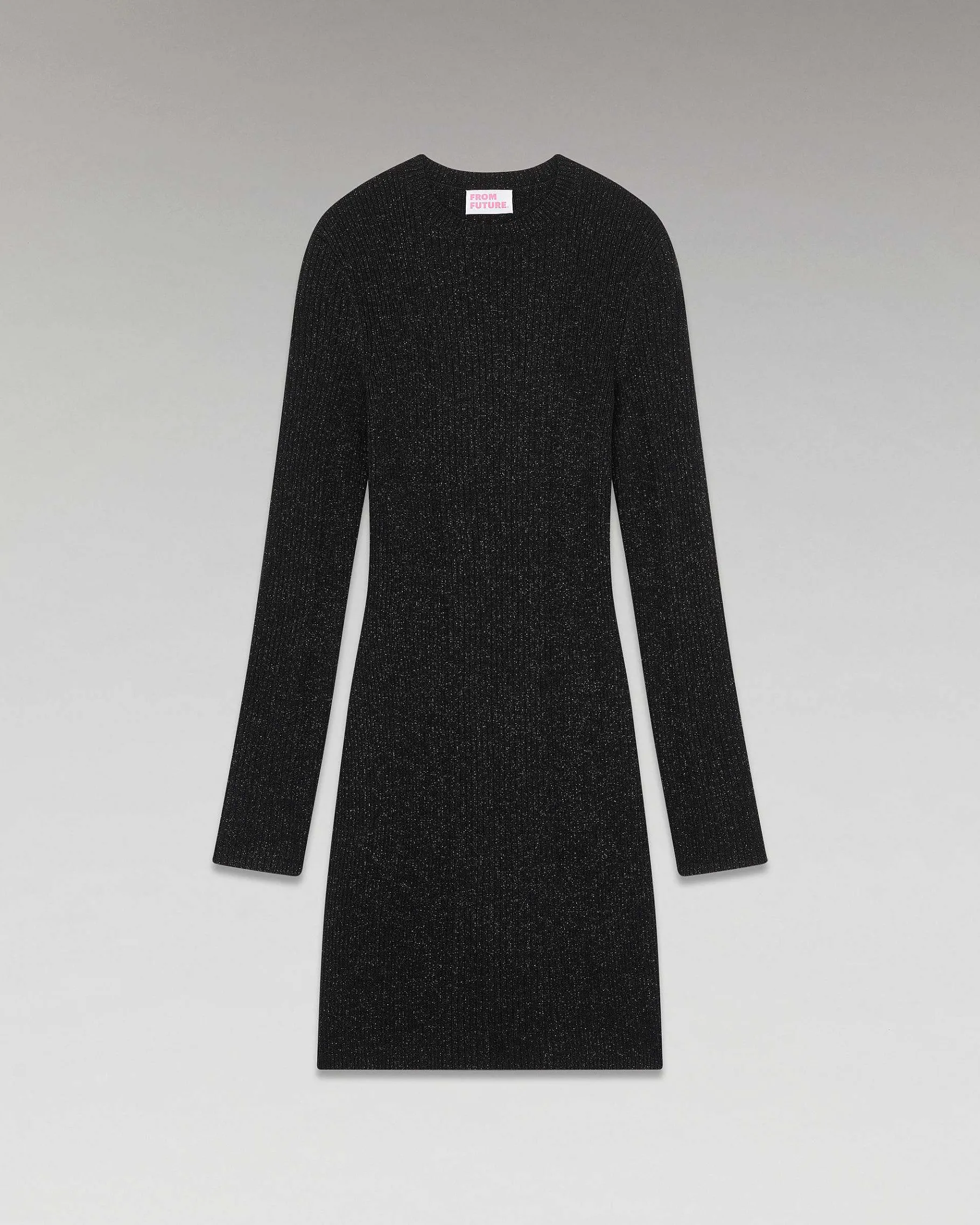 Sale FROM FUTURE Robe Courte Manche Longue Metallise Noir
