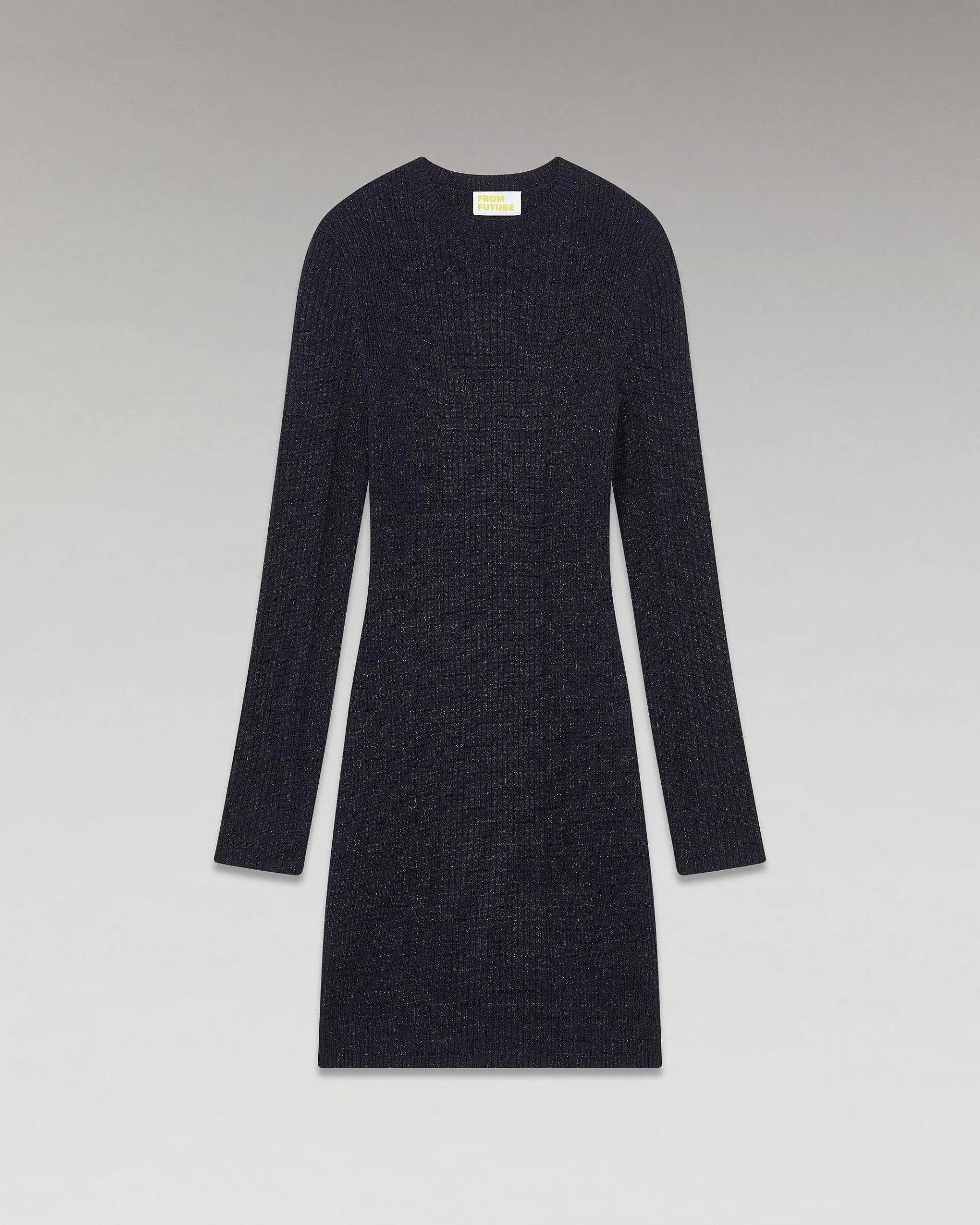 Discount FROM FUTURE Robe Courte Manche Longue Metallise Navy