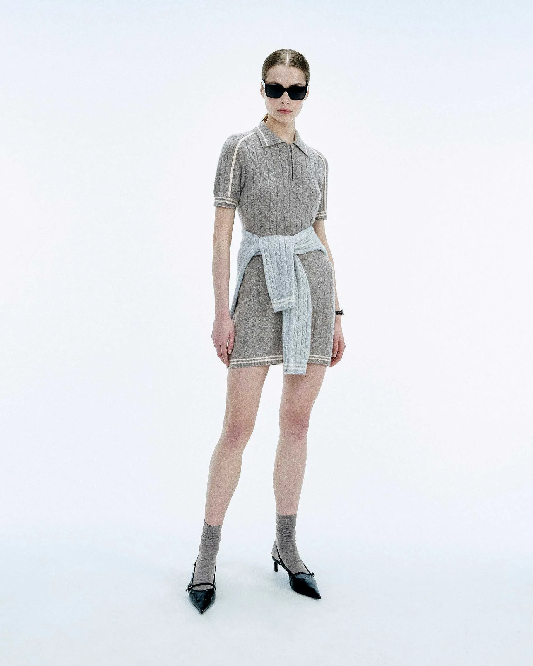 Online FROM FUTURE Robe Courte Torsades Future Gris Chine Fonce