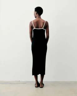 Clearance FROM FUTURE Robe Longue Bretelle Bicolore Noir