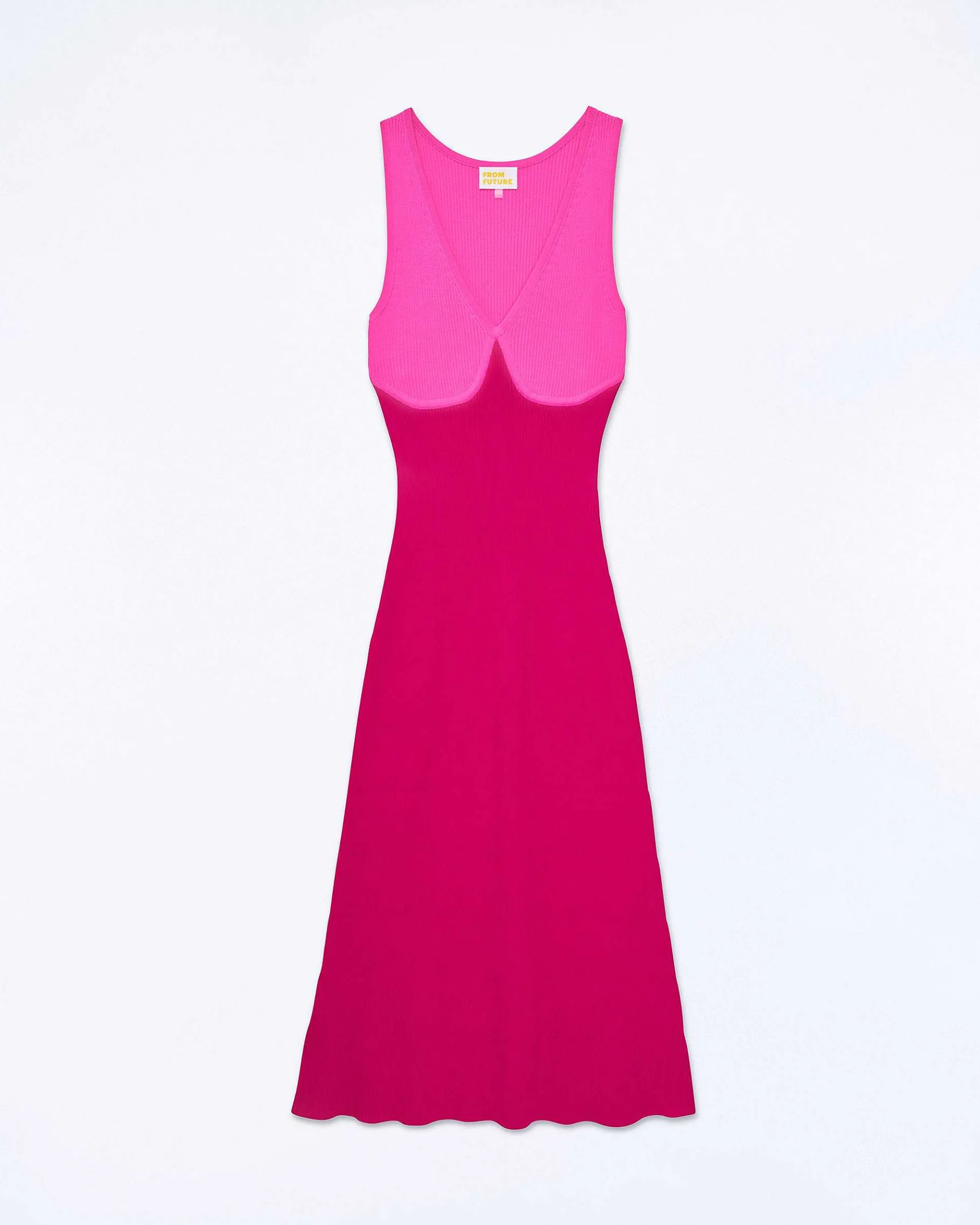 Hot FROM FUTURE Robe Longue Bretelle Bicolore Raspberry Pink