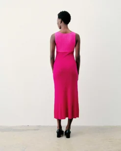 Hot FROM FUTURE Robe Longue Bretelle Bicolore Raspberry Pink