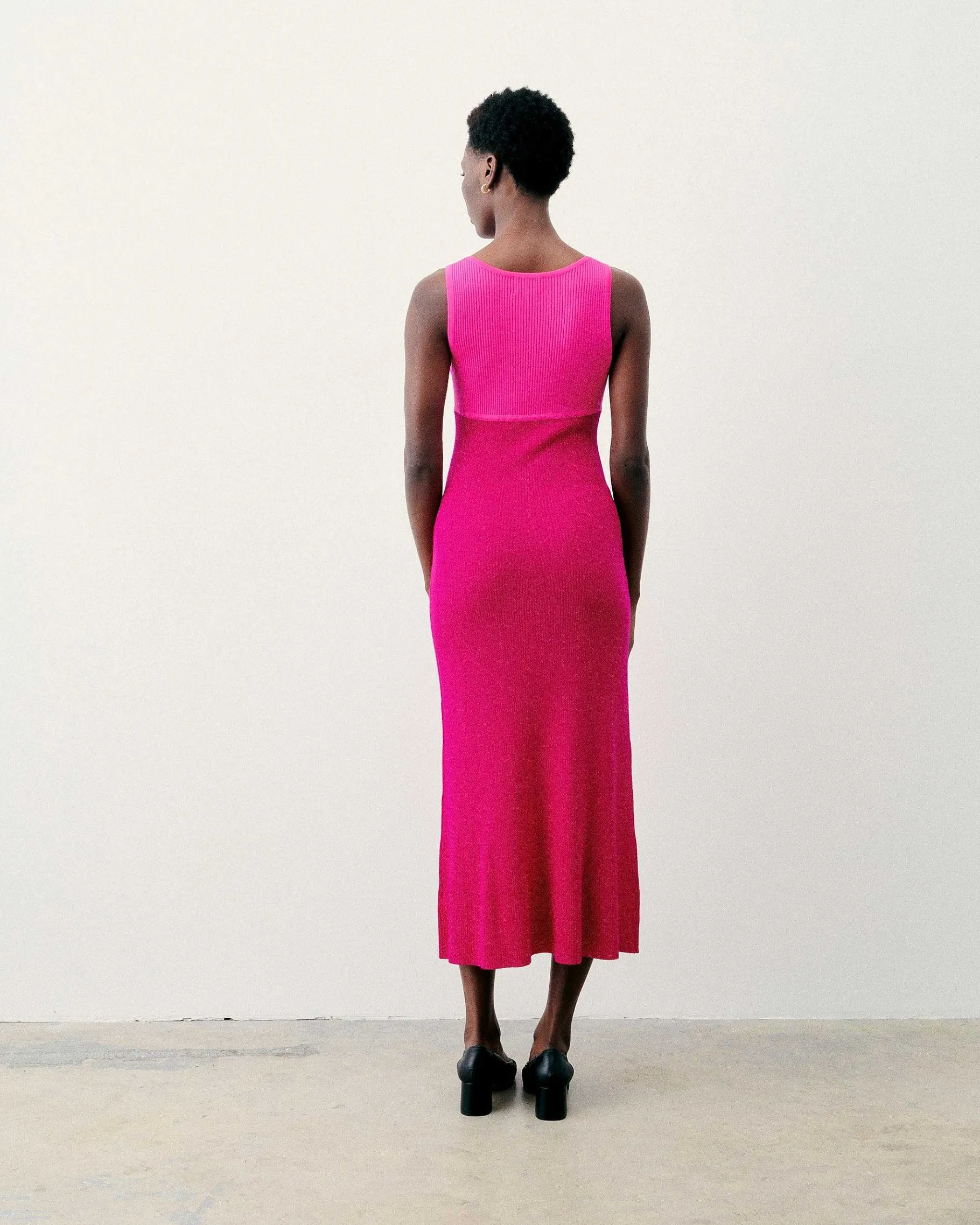 Hot FROM FUTURE Robe Longue Bretelle Bicolore Raspberry Pink