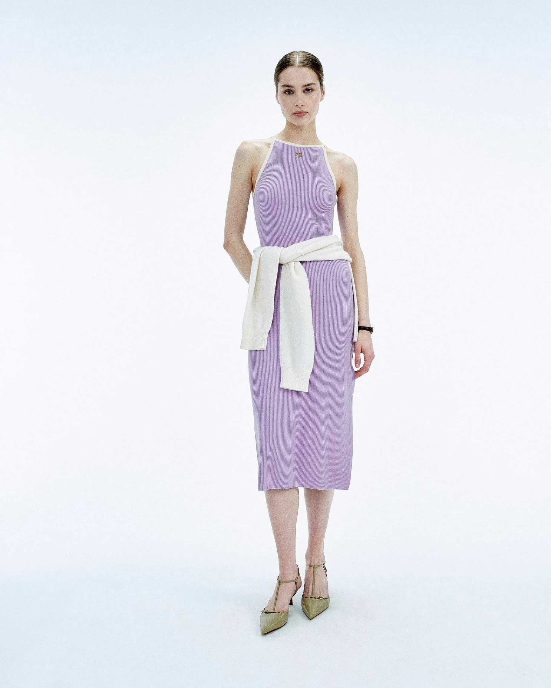 New FROM FUTURE Robe Longue Bretelle Bicolore Magic Lilac