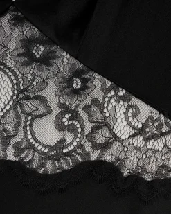 Hot FROM FUTURE Robe Longue Bretelle Decoupee Dentelle Noir