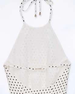 Discount FROM FUTURE Robe Longue Bretelle Josie Pois Ecru