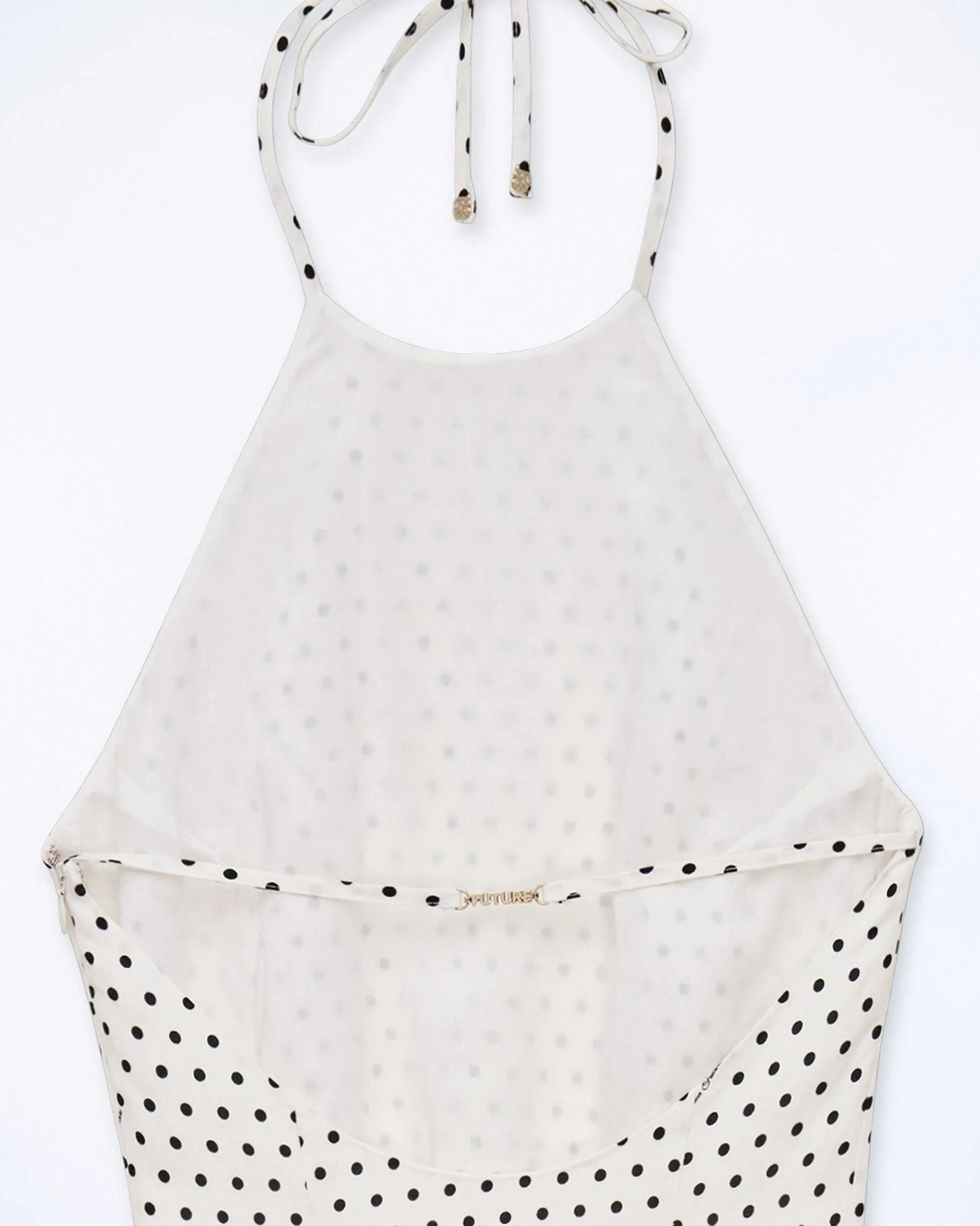 Discount FROM FUTURE Robe Longue Bretelle Josie Pois Ecru