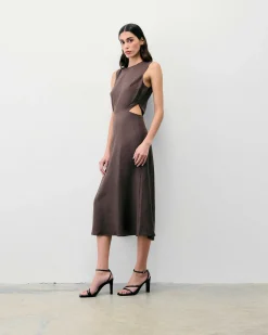 Hot FROM FUTURE Robe Longue Bretelle Myra Chocolat
