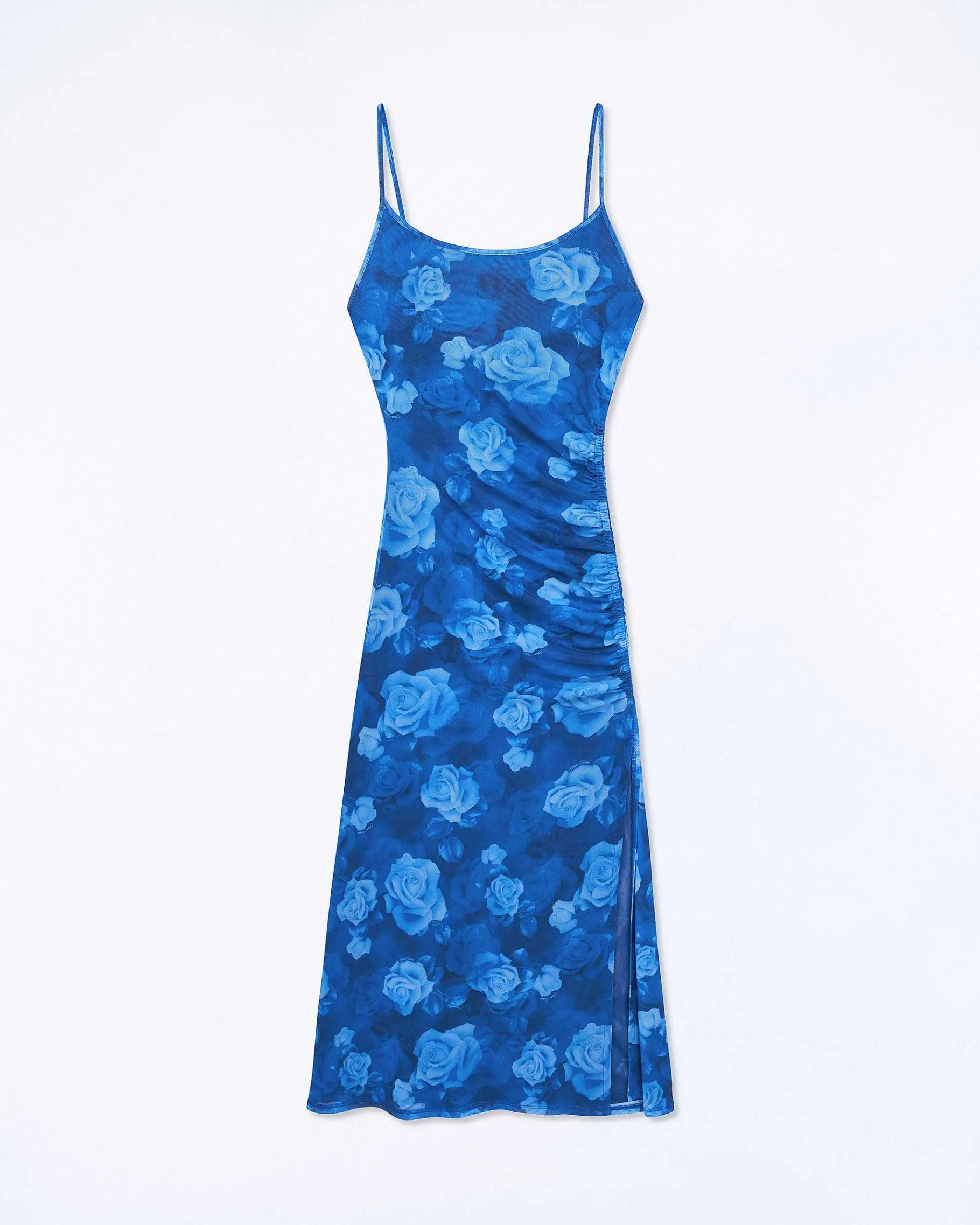 Online FROM FUTURE Robe Longue Bretelles Fines Mesh Romantic Roses