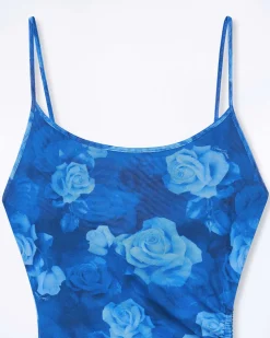 Online FROM FUTURE Robe Longue Bretelles Fines Mesh Romantic Roses